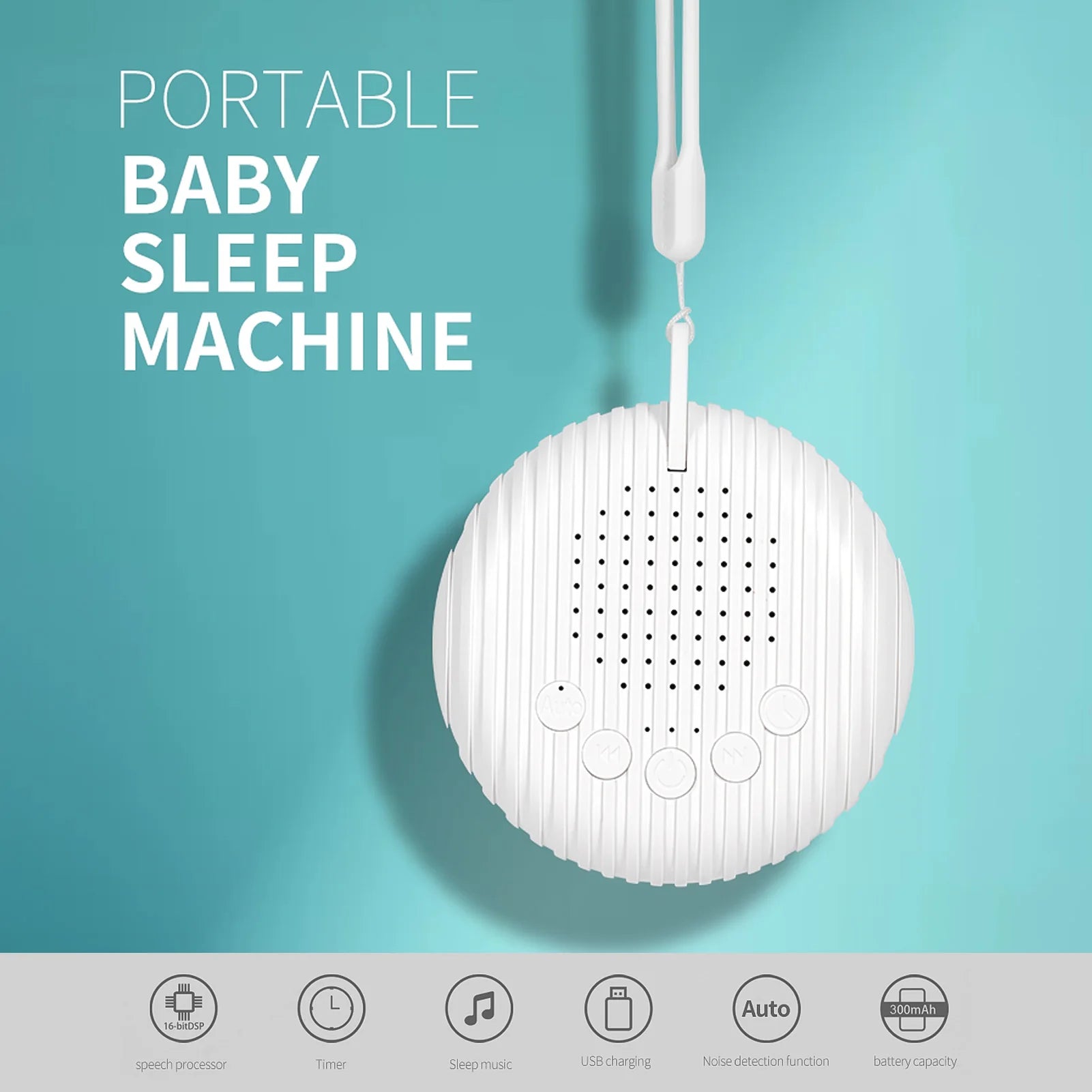 Portable White Noise Baby Sleep Machine with 10 Soothing Sounds