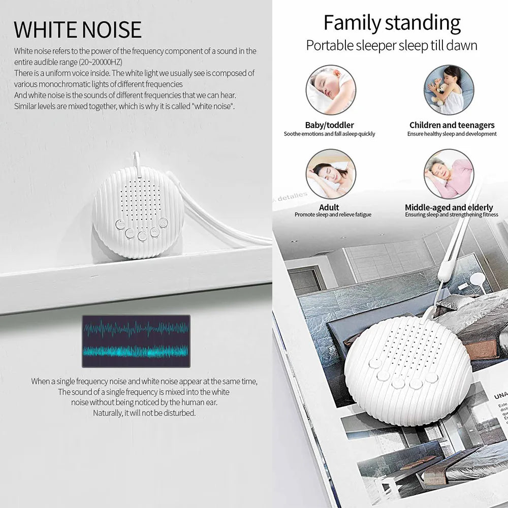 Portable White Noise Baby Sleep Machine with 10 Soothing Sounds