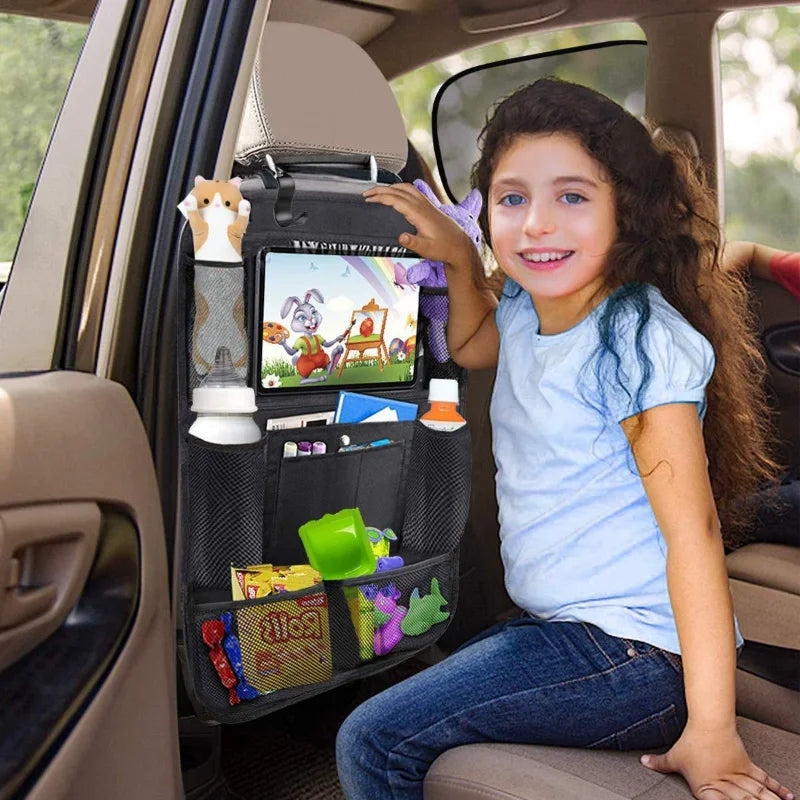 Car Backseat Organizer with Touchscreen Tablet Holder