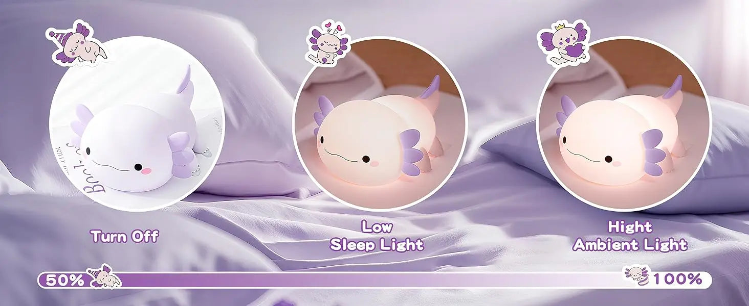 Cute Axolotl Silicone LED Night Light for Kids