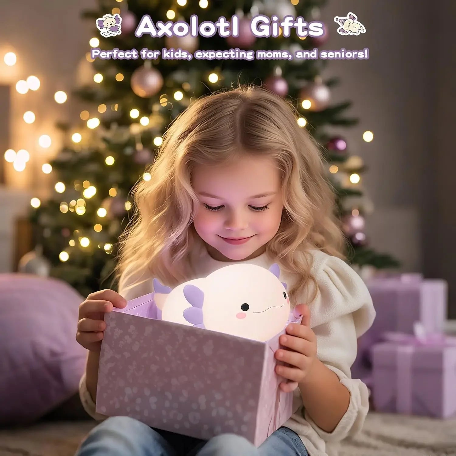 Cute Axolotl Silicone LED Night Light for Kids