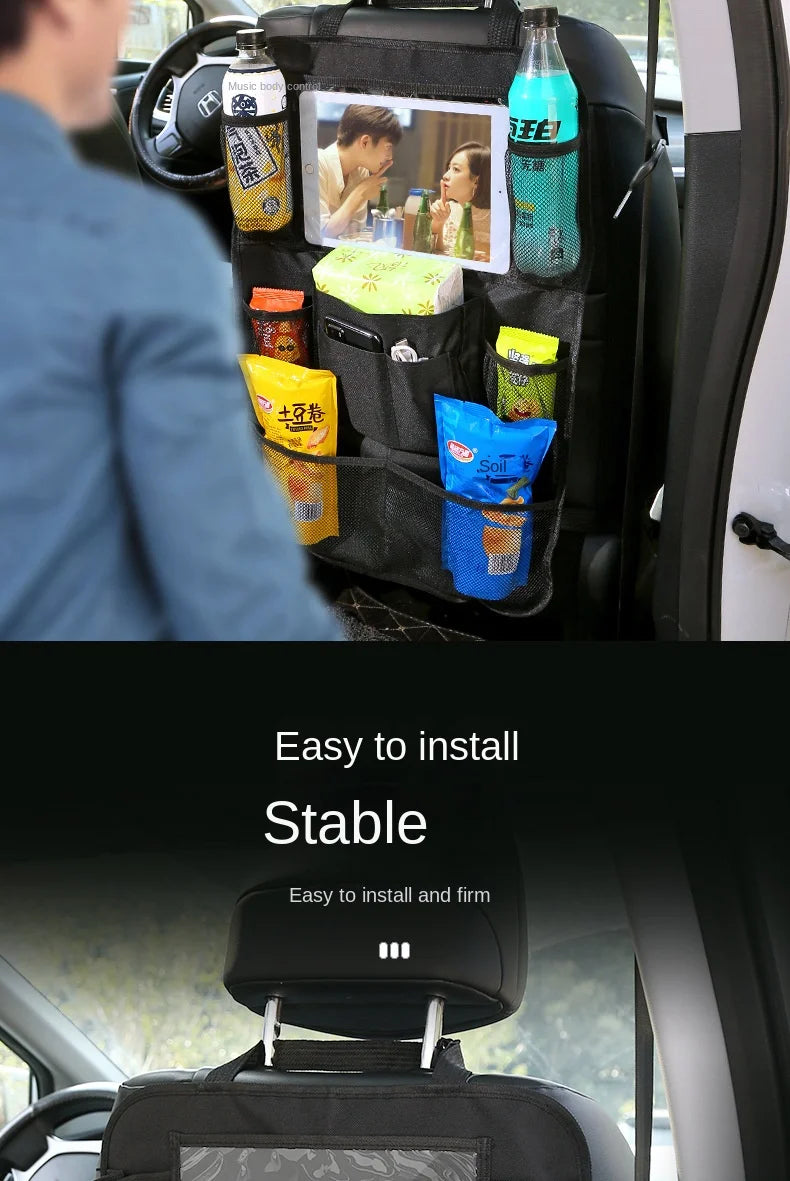 Car Backseat Organizer with Touchscreen Tablet Holder