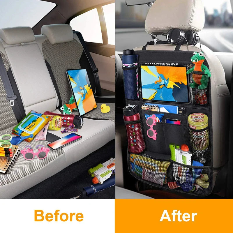 Car Backseat Organizer with Touchscreen Tablet Holder