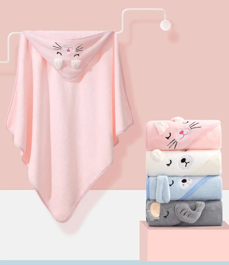 Cartoon Hooded Baby Bath Towel for Boys & Girls