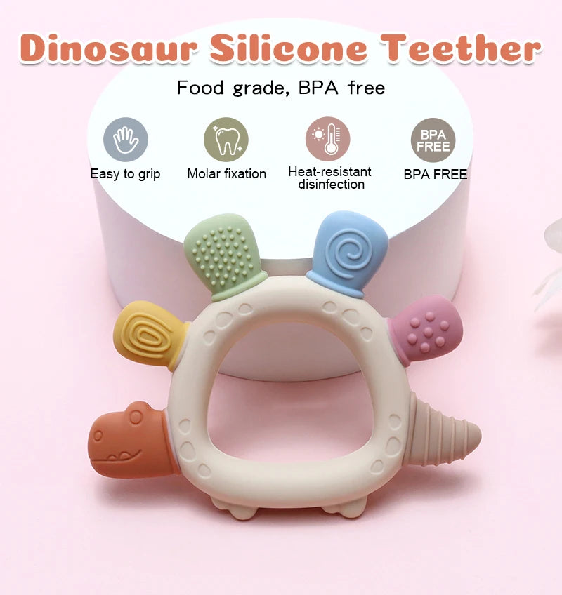 BPA-Free Dinosaur Silicone Baby Teether