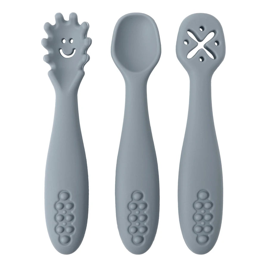 TinyEase™ 3-Piece Silicone Baby Learning Spoon Set | Self-Feeding Utensils for Babies & Toddlers