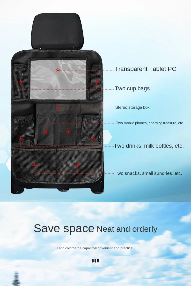 Car Backseat Organizer with Touchscreen Tablet Holder