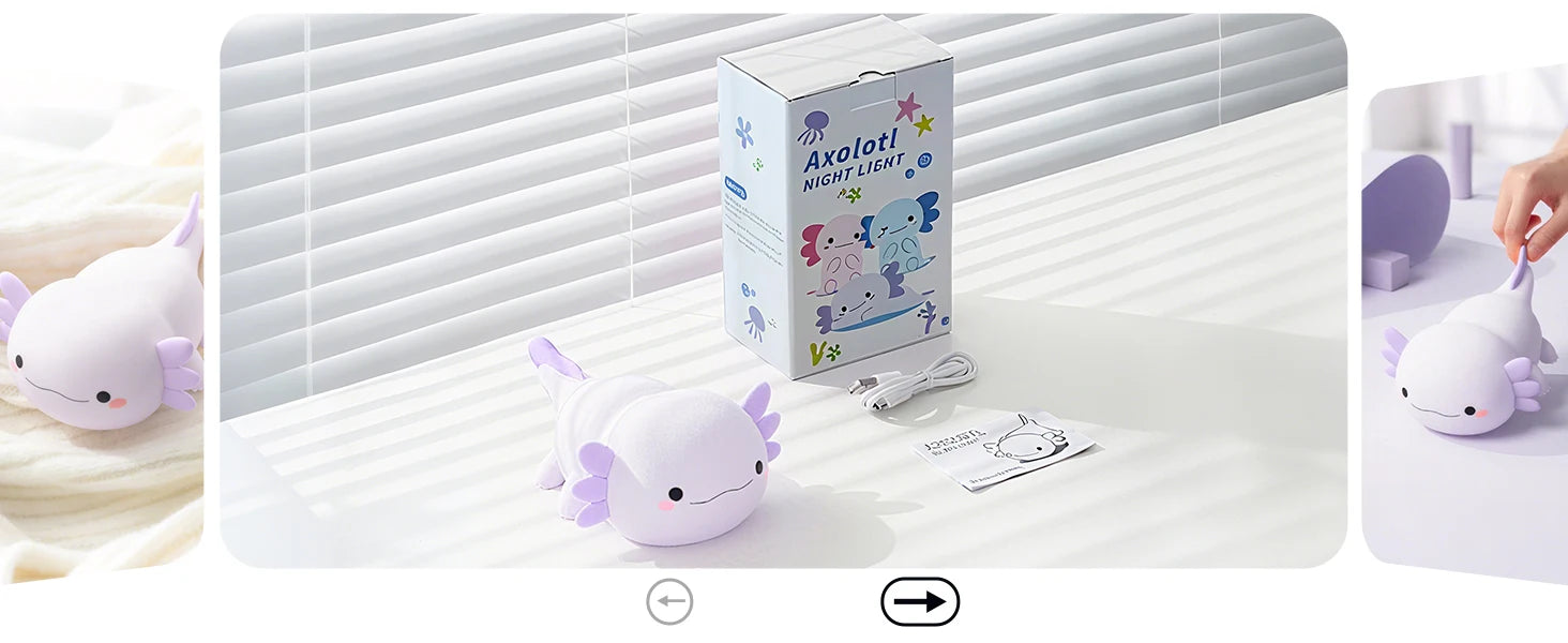 Cute Axolotl Silicone LED Night Light for Kids